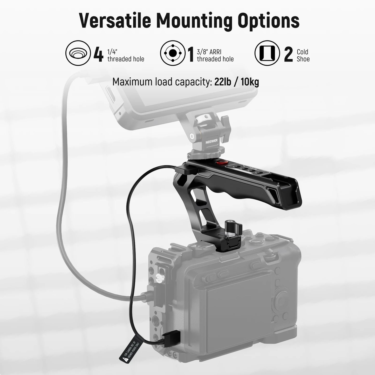 Poignée avec Bouton d'Enregistrement Neewer TRANTop avec QR TRANClamp pour Sony A7 a6000... Panasonic GH5 S5 II... FUJIFILM x-t3...