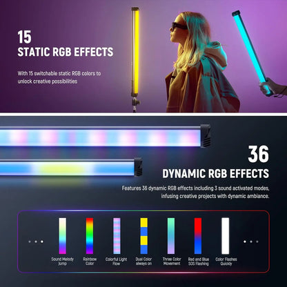 Baguette lumineuse magnétique NEEWER Basics SL50  tube lumineux 14W RGB 12/21 pouces 53 cm, CRI95