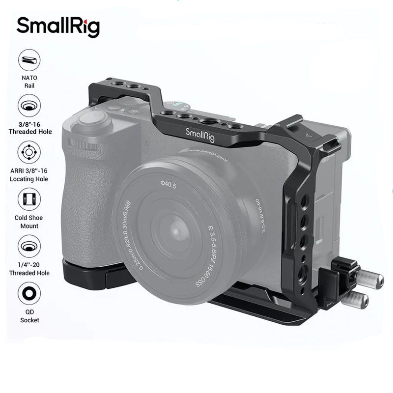 Cage SmallRig pour Sony Alpha 6700 Plaque de fixation rapide intégrée pour Arca avec serre-câble pour HDMI