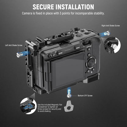 Cage NEEWER pour Sony FX3/FX30 avec serre-câble, Rail NATO, trous de positionnement ARRI 3/8