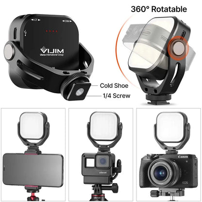 Lampe vidéo LED Portable et réglable Ulanzi VL66 avec support de montage rotatif à 360 degrés, rechargeable pour reflex