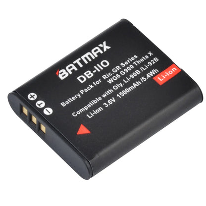 Batterie Batmax DB-110 1500mAh + chargeur double pour appareils photo Ricoh DB-110 GR série Ricoh GR III, GR IIIx, Theta X, WG-6, G900