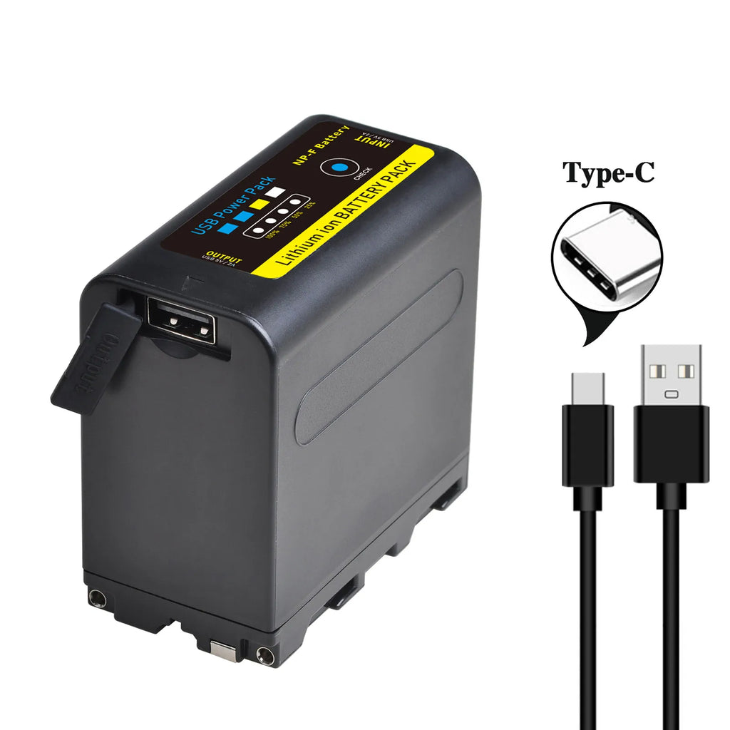 Batterie NP-F980 NP-F970 NP-F960 9600mAh avec recharge USB type C pour Sony PLM-100 CCD-TRV35 MVC-FD91 MC1500C...