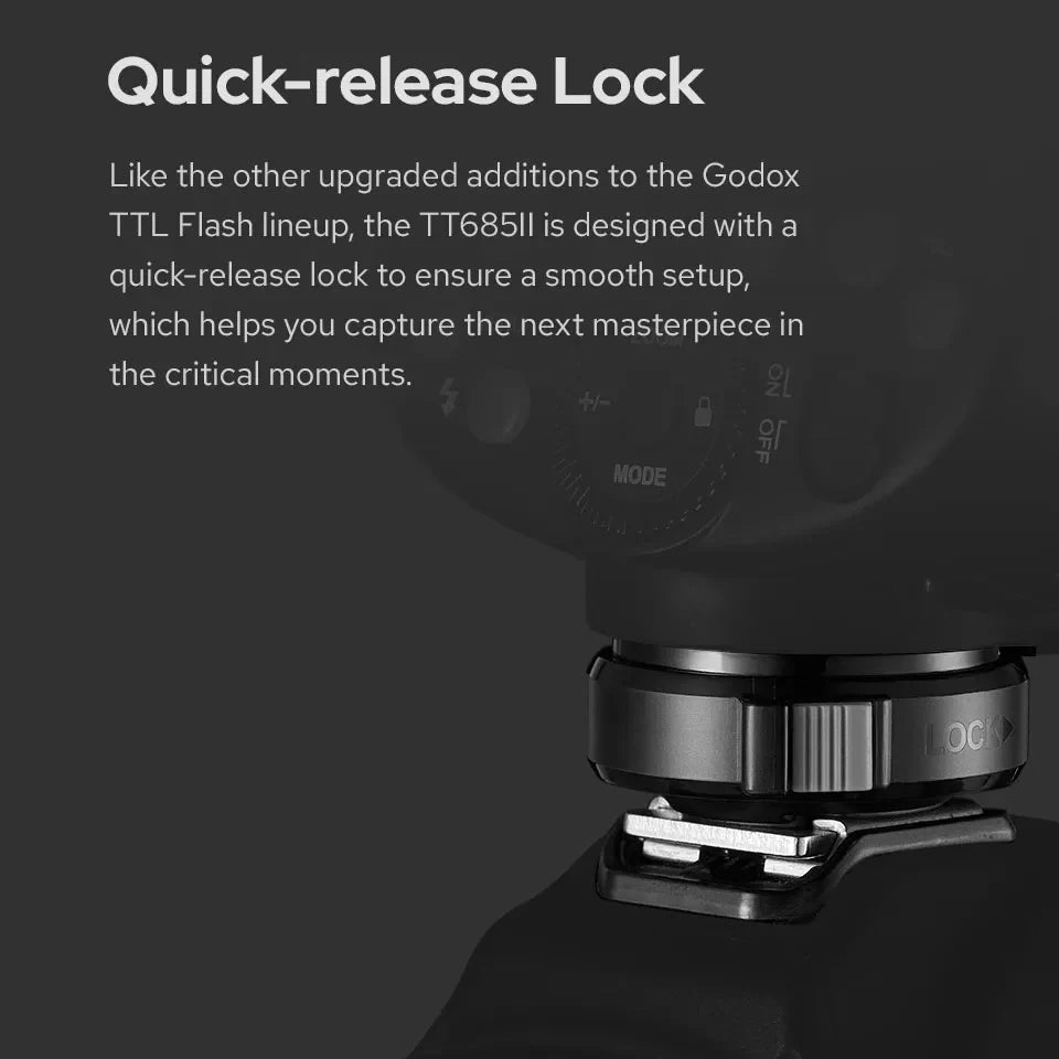 Flash externe Godox TT685II TTL GN60 2.4G sans fil HSS 1/8000s 0.1-2.6s