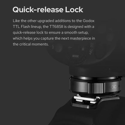 Flash externe Godox TT685II TTL GN60 2.4G sans fil HSS 1/8000s 0.1-2.6s