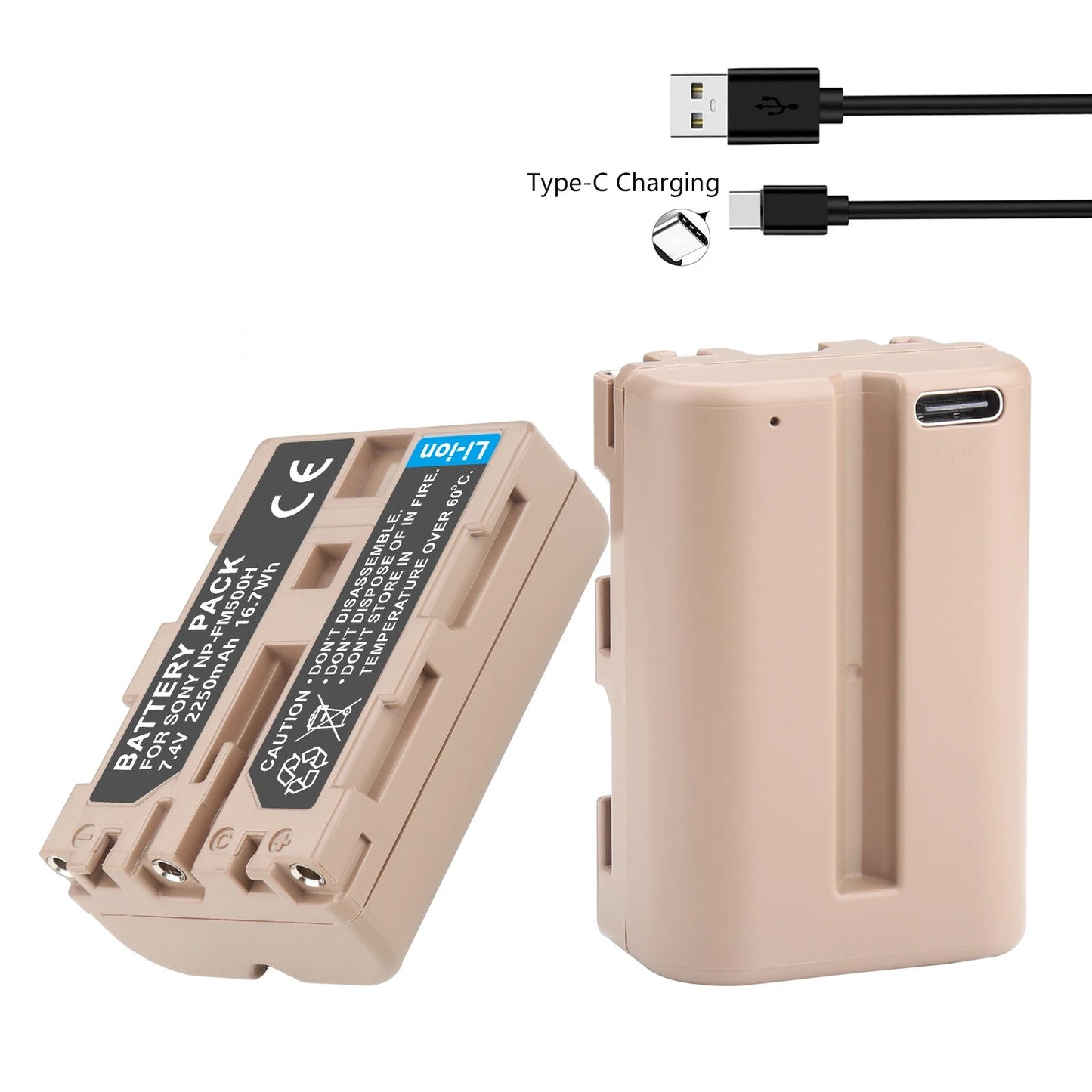 Batterie Probty 2250mAh NP-FM500H NP FM500H FM500H USB-C pour Sony Alpha A58 A57 A65 A77 A99 A900 A700 A580 A560 A550 A850