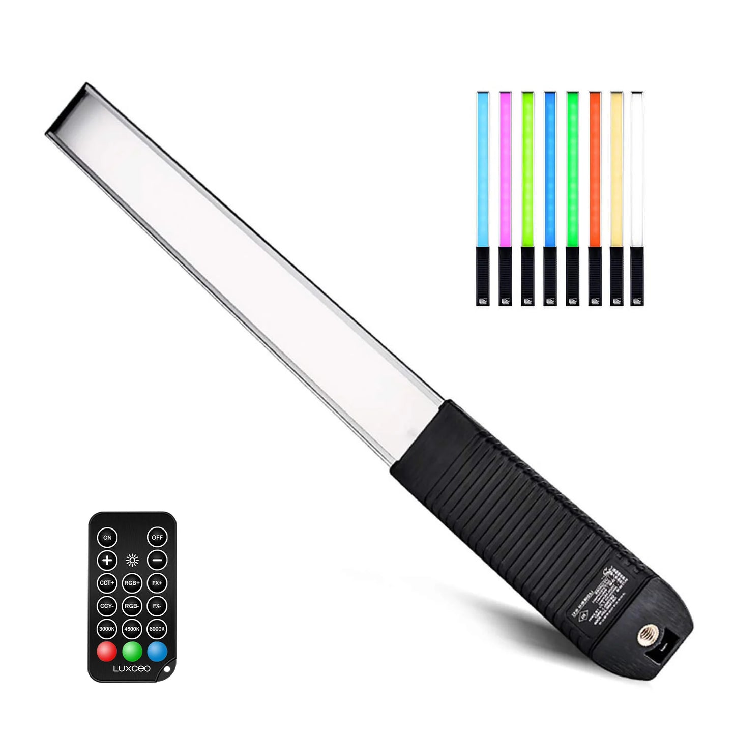 Eclairage LED portable LUXCEO Q508A Lampe vidéo RVB pour photographie, baguette d'éclairage 1000 lumens CRI 95+ 3000 K-6000 K, lampe télécommandé, 36 couleurs sabre laser portatif