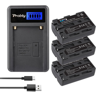 Batterie Probty 2300mAh NP-FM500H NP FM500H + chargeur USB LCD pour Sony Alpha A58 A57 A65 A77 A99 A900 A700 A580 A560 A550