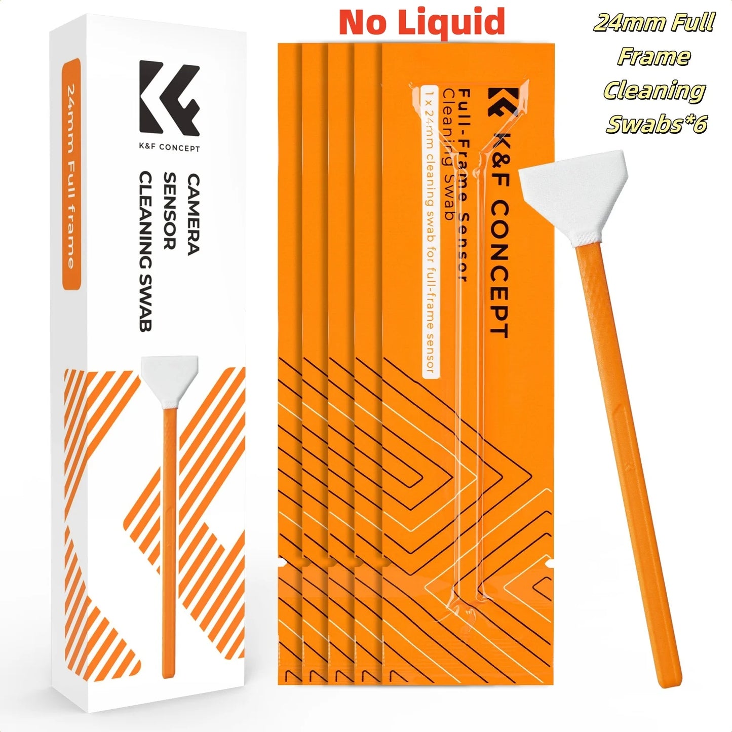 Kit de nettoyage K&F CONCEPT – tampon écouvillon de nettoyage pour capteur plein format 24mm/16mm APS-C *6 et kit de nettoyage liquide pour capteur 20ml