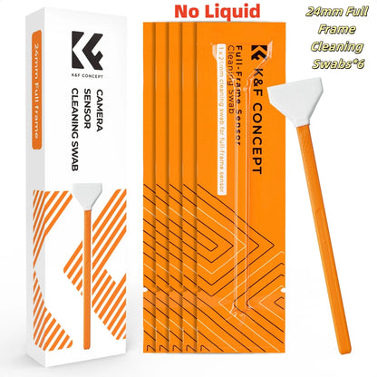 Kit de nettoyage K&F CONCEPT – tampon écouvillon de nettoyage pour capteur plein format 24mm/16mm APS-C *6 et kit de nettoyage liquide pour capteur 20ml