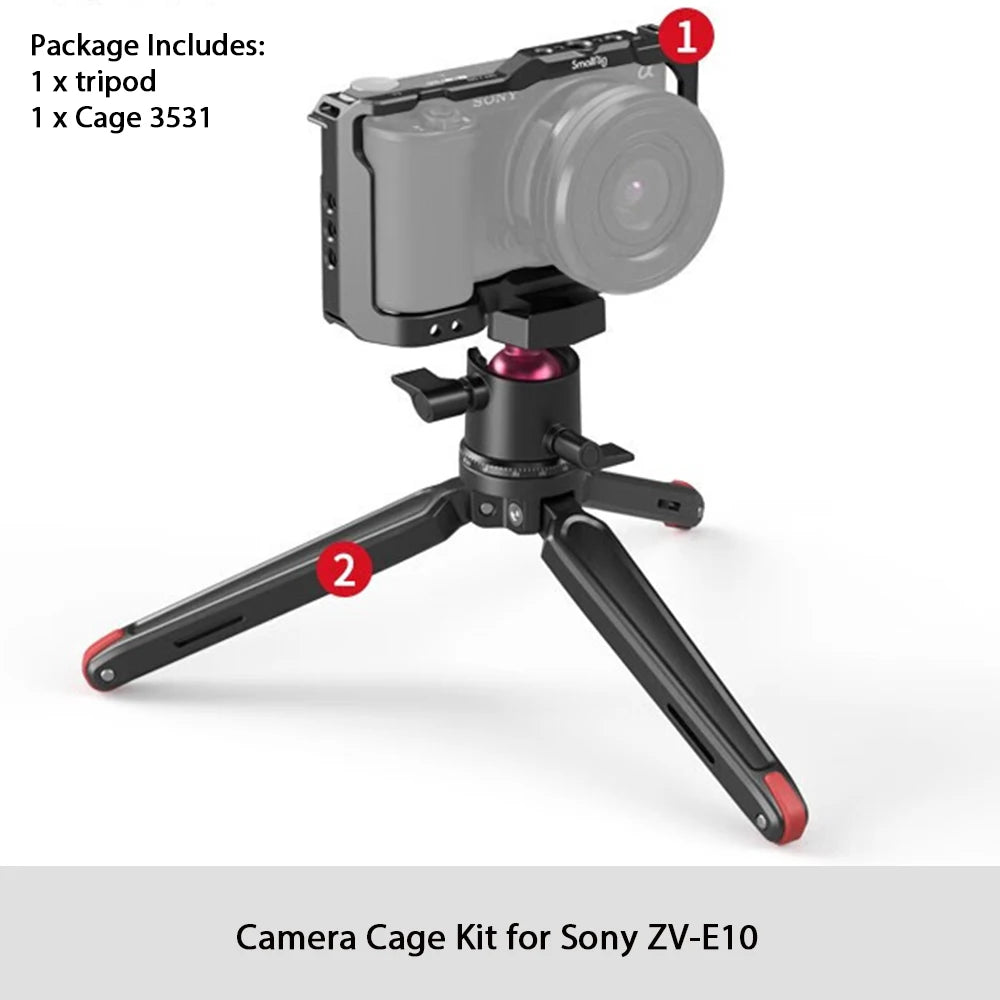 Cage SmallRig 3538 pour Sony ZV-E10 avec poignée et plaque de dégagement rapide intégrée pour kit Arca-Swiss