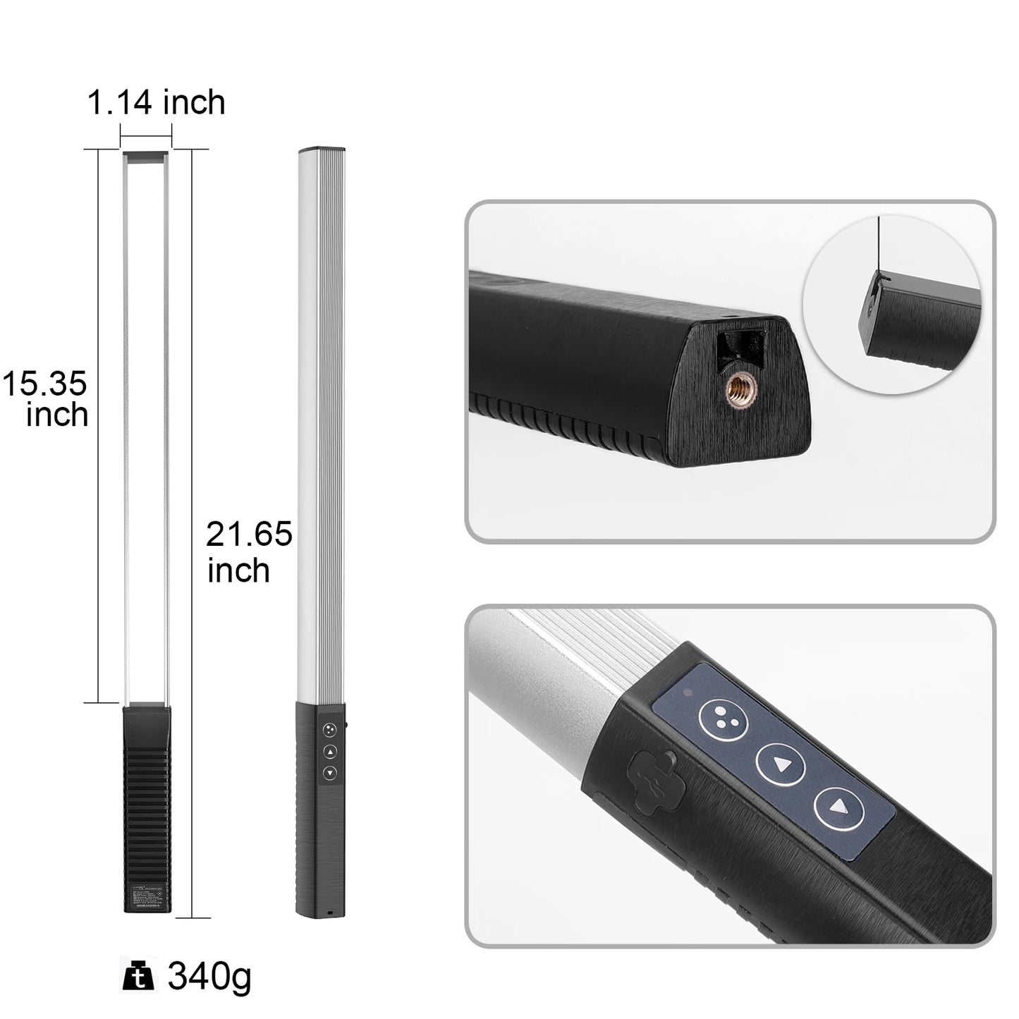 Eclairage LED portable LUXCEO Q508A Lampe vidéo RVB pour photographie, baguette d'éclairage 1000 lumens CRI 95+ 3000 K-6000 K, lampe télécommandé, 36 couleurs sabre laser portatif