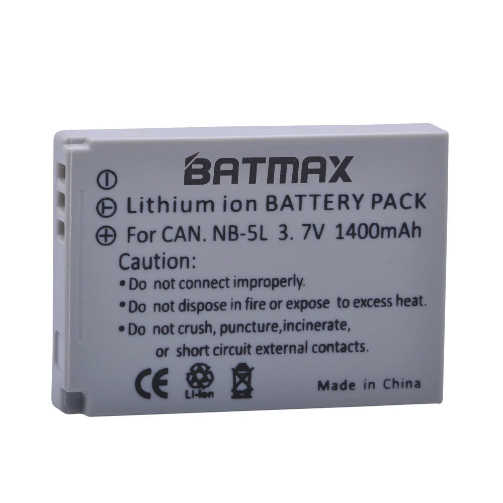 Batterie Batmax NB-5L NB 5L NB5L + chargeur LED double pour Canon Powershot S100 SX200 SX210 IS SX230 HS SD790 SD850 SD890