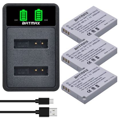 Batterie Batmax NB-5L NB 5L NB5L + chargeur LED double pour Canon Powershot S100 SX200 SX210 IS SX230 HS SD790 SD850 SD890