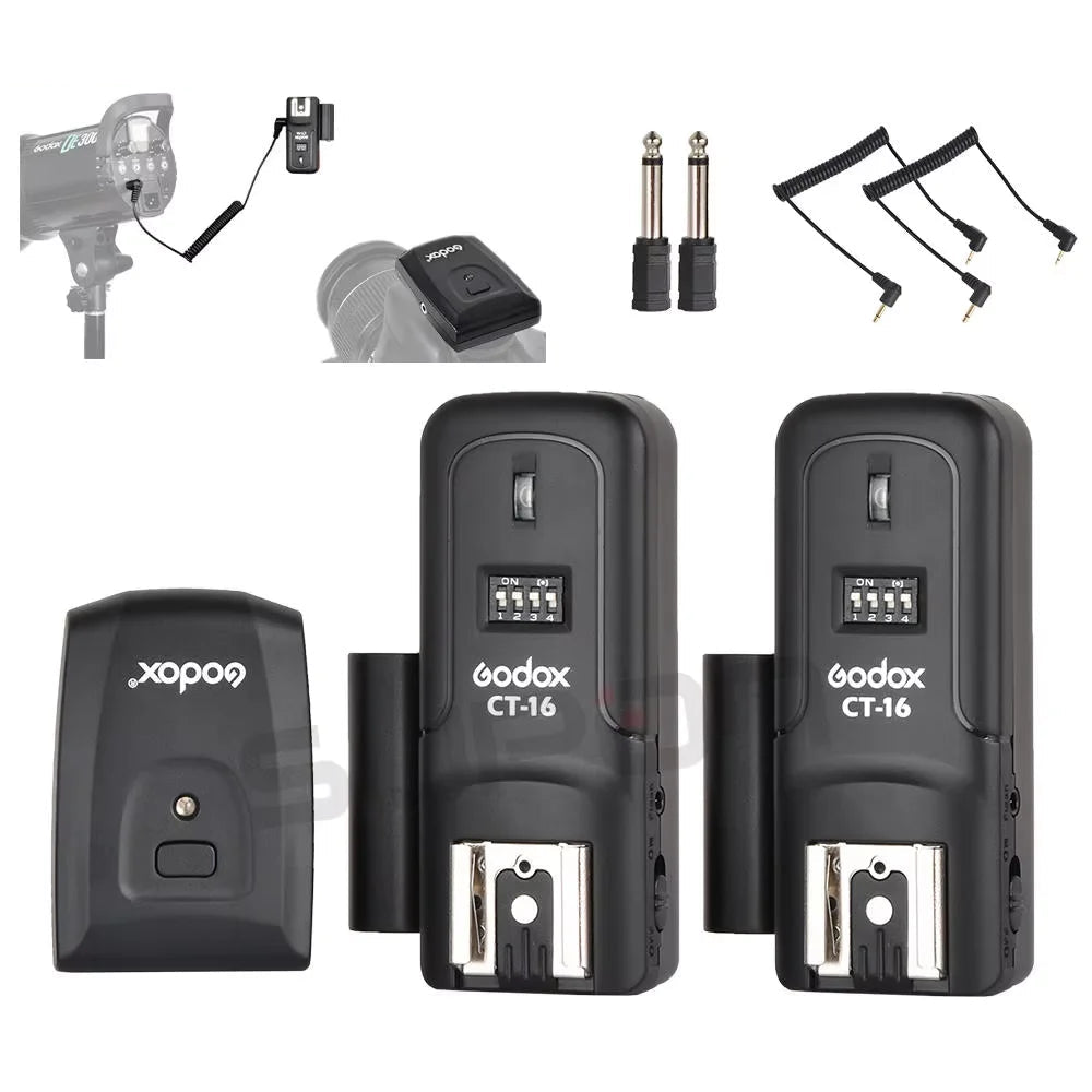 Déclencheur émetteur + récepteur Godox CT-16 16 canaux sans fil Radio Flash pour Canon Nikon Pentax Studio Speedlite Flash