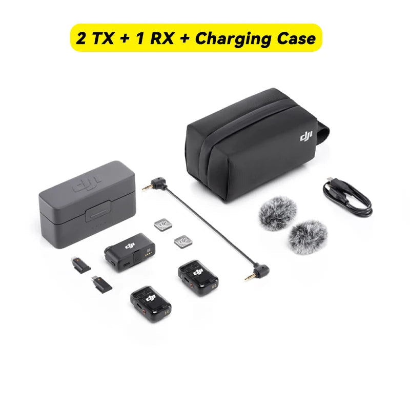 Micro DJI Mic 2 Microphone sans fil avec suppression intelligente du bruit, Flotteur 32 bits, Son optimisé statique interne, Portée 250m