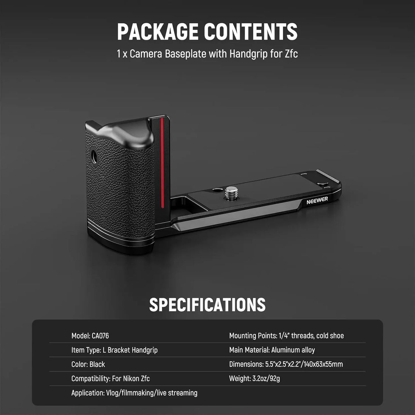 Grip NEEWER Pour Nikon Zfc poignée en forme de L Ultra mince haute qualité