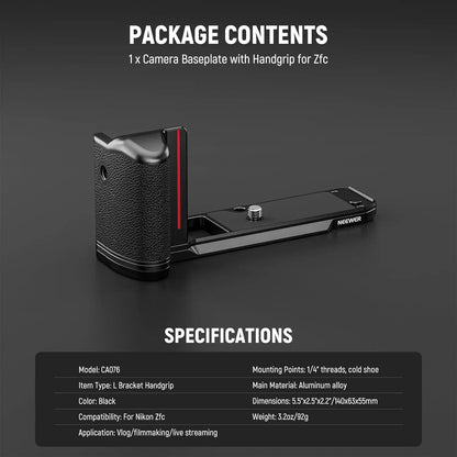 Grip NEEWER Pour Nikon Zfc poignée en forme de L Ultra mince haute qualité