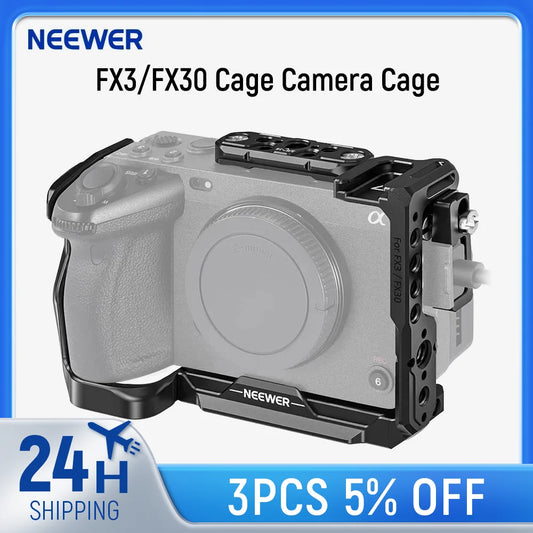 Cage NEEWER pour Sony FX3/FX30 avec serre-câble, Rail NATO, trous de positionnement ARRI 3/8