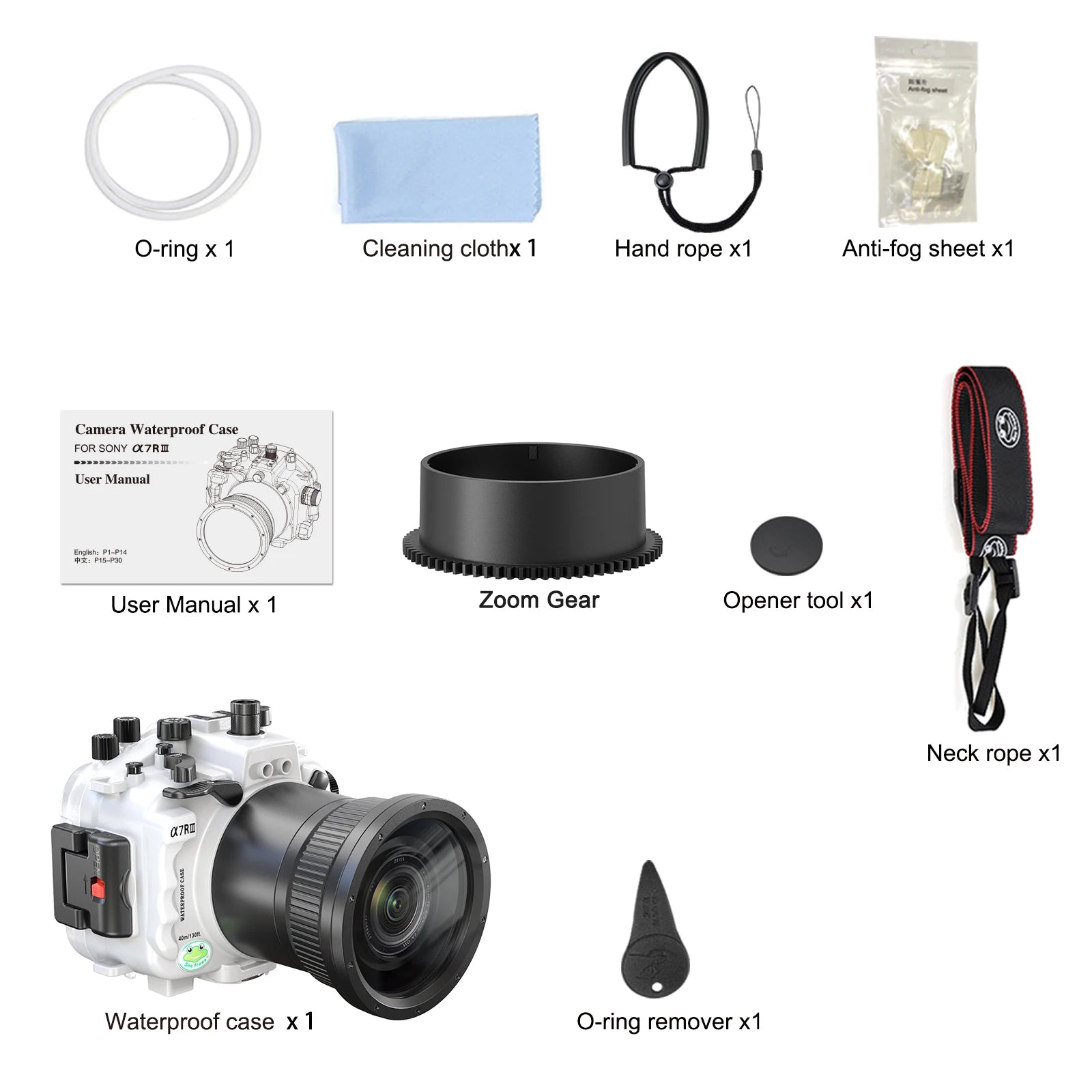 Caisson étanche Seafrogs, 40M pour Sony A7RIII/A7III, objectif 16-35mm 28-70mm 90mm avec poignée pistolet