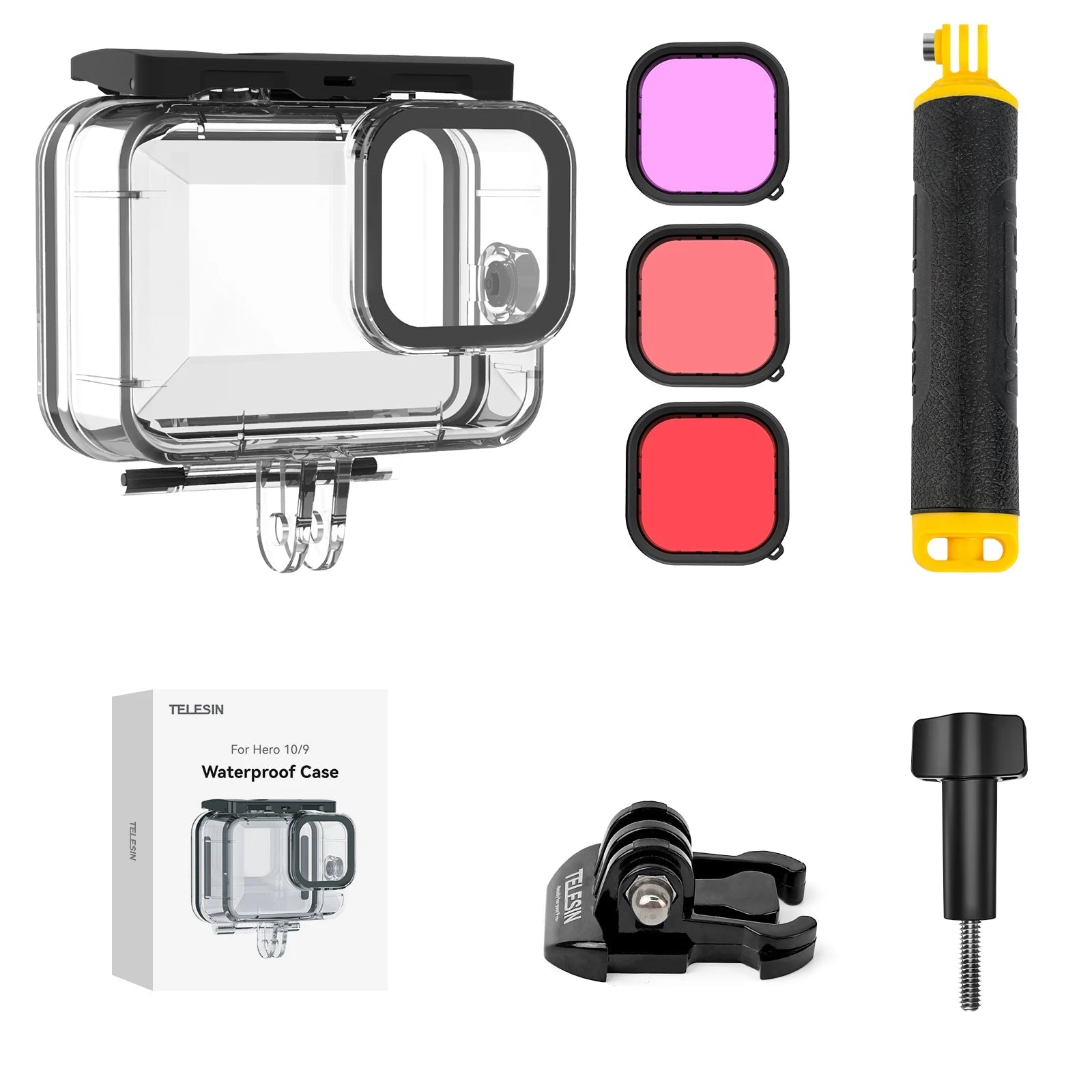 TELESIN 60M Waterproof Case Tempered Glass Underwater Diving Housing Cover Lens Filter for GoPro Hero 9 10 11 12 13 