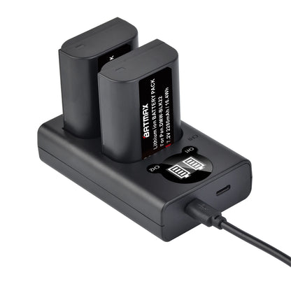 Batterie Batmax DMW-BLK22 BLK22 2280mAh + chargeur double pour Panasonic LUMIX DC-S5, DC-S5K, GH5 II, GH6, S5M2, S5M2X, GH5M2