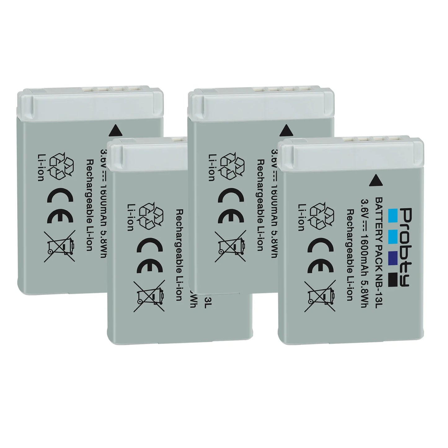 Batterie + chargeur Probty NB-13L NB13L NB-13LH 1600mAh pour Canon PowerShot G5X G7X G9X G7 X Mark II G9 X,SX620 SX720 SX730