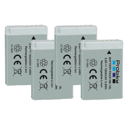 Batterie + chargeur Probty NB-13L NB13L NB-13LH 1600mAh pour Canon PowerShot G5X G7X G9X G7 X Mark II G9 X,SX620 SX720 SX730