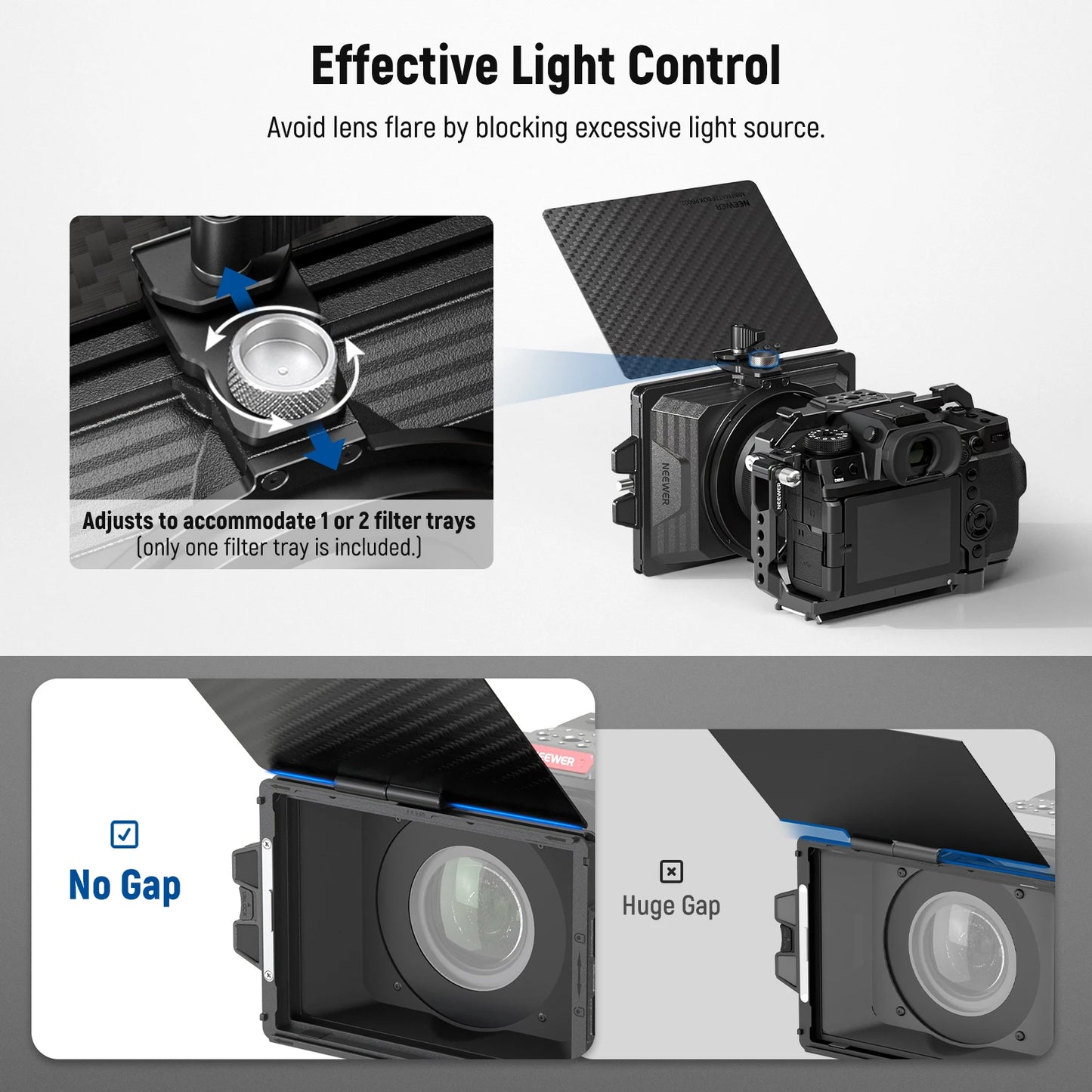 Boite à filtre NEEWER avec plateau filtrant 4 "x 5.65" en Fiber de carbone pour appareil photo reflex numérique sans miroir, compatible avec objectif 67/72/77/82mm