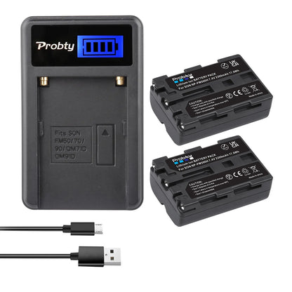Batterie Probty 2300mAh NP-FM500H NP FM500H + chargeur USB LCD pour Sony Alpha A58 A57 A65 A77 A99 A900 A700 A580 A560 A550