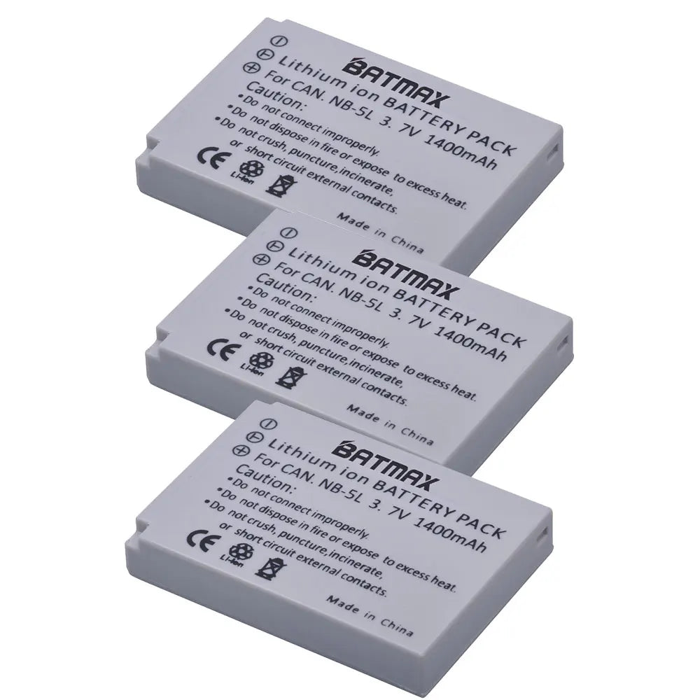 Batterie Batmax NB-5L NB 5L NB5L + chargeur double pour Canon Powershot S100 SX200 SX210 IS SX230 HS SD790 SD850 SD890