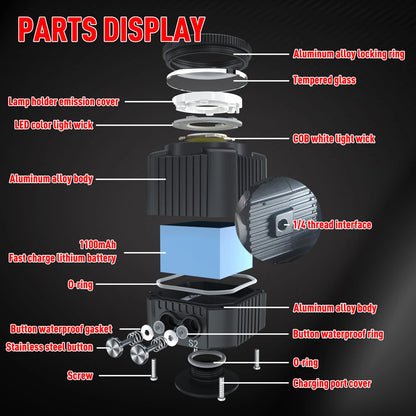 Eclairage LED Seafrogs SL-19 60 mètres Étanche 2000LM Pour Caméra et Téléphone...