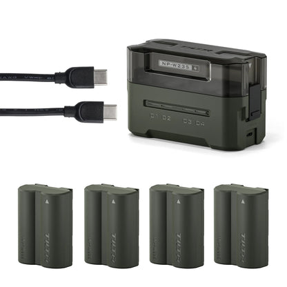 Batterie + chargeur 4 ports TILTA NP-W235 2400 mAh Station de charge portable (4 canaux) pour Fujifilm X-S20 XT5, XT4, GFX100S, GFX100S II, XH2S