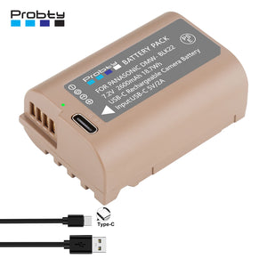 Batterie Probty DMW-BLK22 DMW BLK22, 2600mAh, avec charge USB-C, pour appareils photo Panasonic LUMIX DC-S5 DC-S5 II DC-S5 IIX GH5 II GH6 GH5M2
