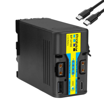 Batterie Probty BP-U100 recharge usb-c pour Sony BP-U30 U60 U70 U90 EX260 EX280 Z280 FS5 7 FX6 Z190 EX1R EX200 avec charge rapide PD45W