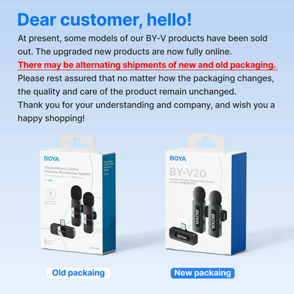 Mini Microphone Lavalier professionnel sans fil BOYA BY-V pour iPhone, iPad, Android, reflex, caméra, diffusion en direct, enregistrement de jeu, Interview, Vlog...