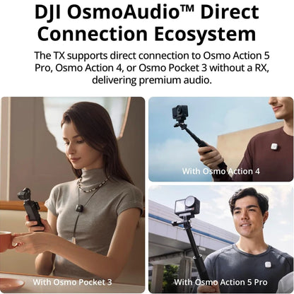 Micro DJI Mic Mini (2 TX + 1 RX + chargeur) Microphone sans fil avec suppression intelligente du bruit, audio de haute qualité