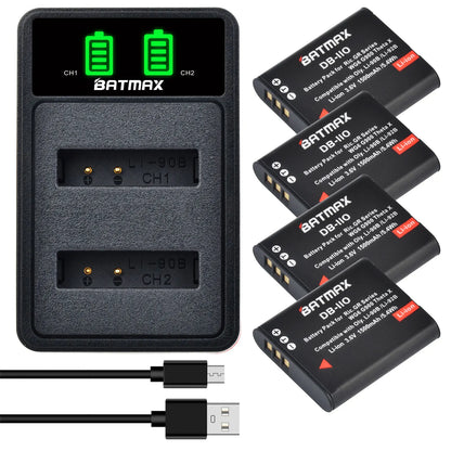 Batterie Batmax DB-110 1500mAh + chargeur double pour appareils photo Ricoh DB-110 GR série Ricoh GR III, GR IIIx, Theta X, WG-6, G900