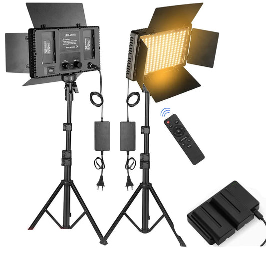 Éclairage vidéo LED Nagnahz U800+ pour studio photo, bicolore, intensité variable 2500K-8500K, avec trépied et télécommande pour l'enregistrement vidéo et la photographie.
