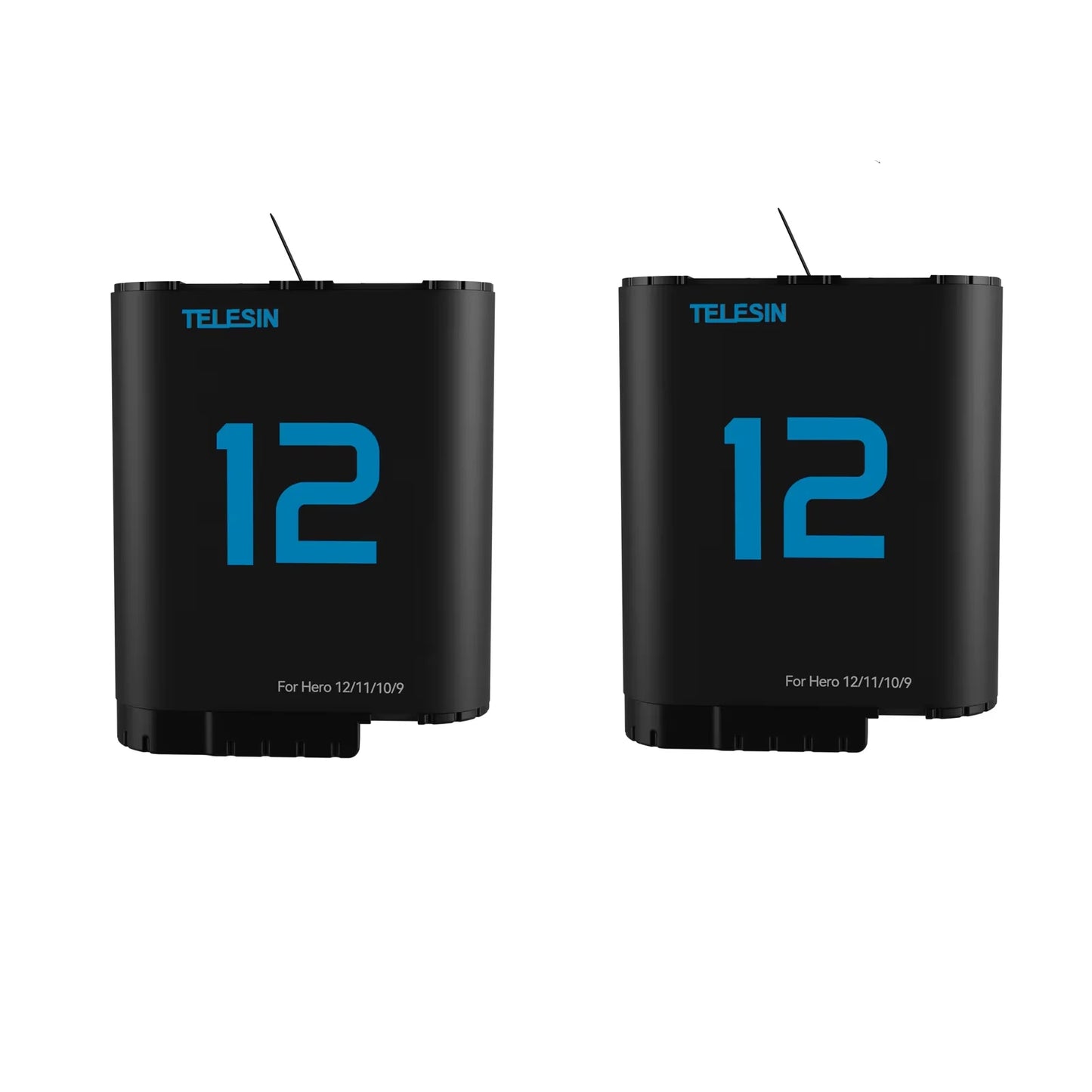 Batterie TELESIN pour GoPro Hero 12, 11, 10, 9, 1750 mAh + Chargeur Rapide à 3 Voies