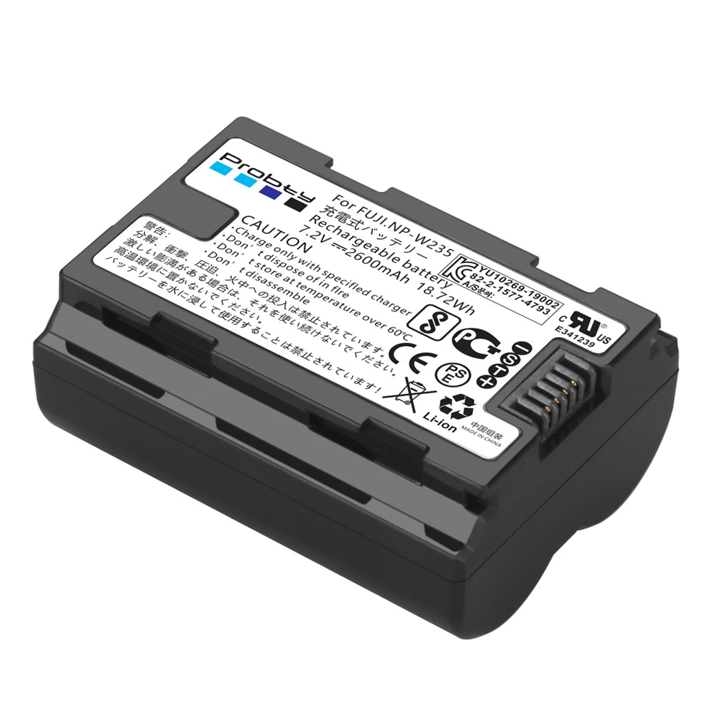 Batterie Probty 2600mAh NP-W235 NP W235 + chargeur double pour Fujifilm X-T5 X-T4 GFX 100S X-H2S GFX 50S II VG-XT4 Grip