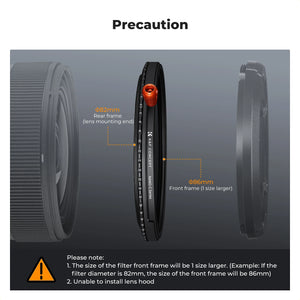 Filtre K & F Concept 3 en 1 ND2-32 + CPL + Diffusion noire 1/4 Variable 37/49/52/58/67/72/77/82mm