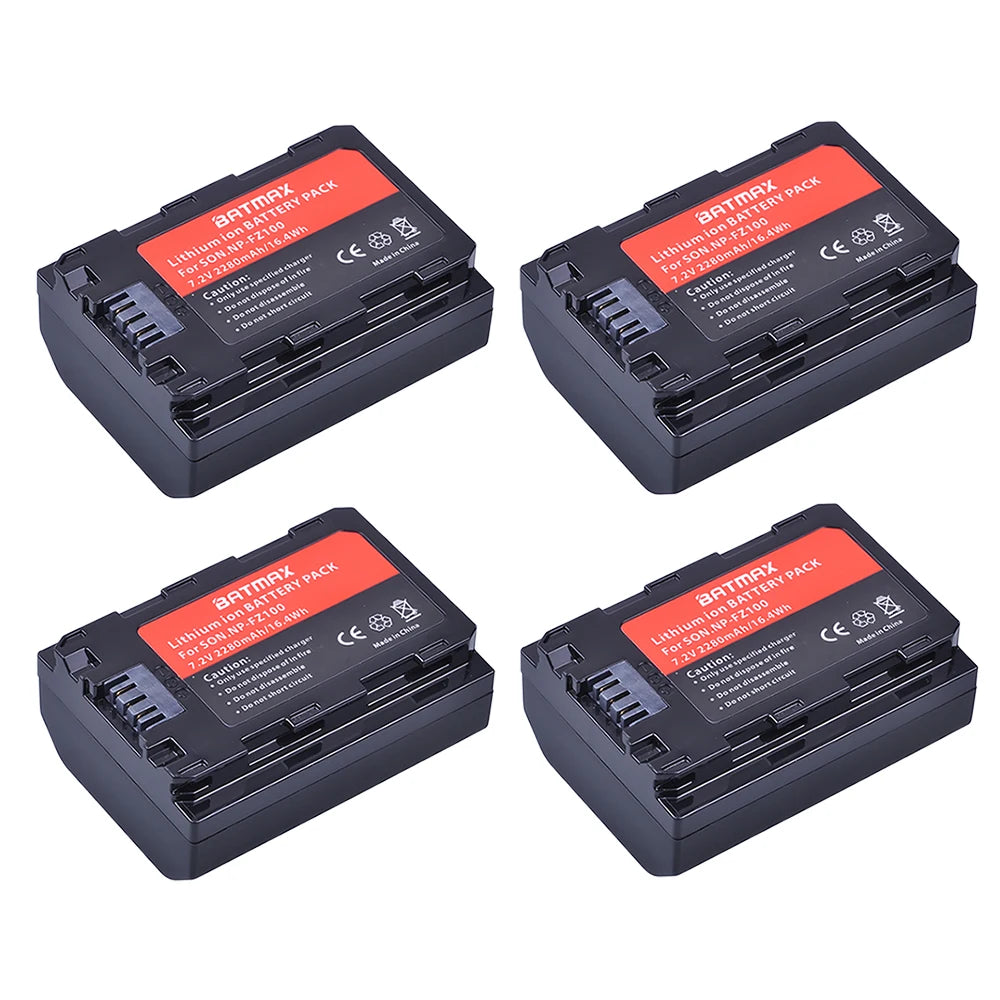 Batterie Batmax 2280mAh NP-FZ100 FZ100 + double chargeur LED USB pour Sony ZV-E1, Alpha A7III, A7R III, A9, A6600, a7 IV, a7R IV, A6700, A7M4...