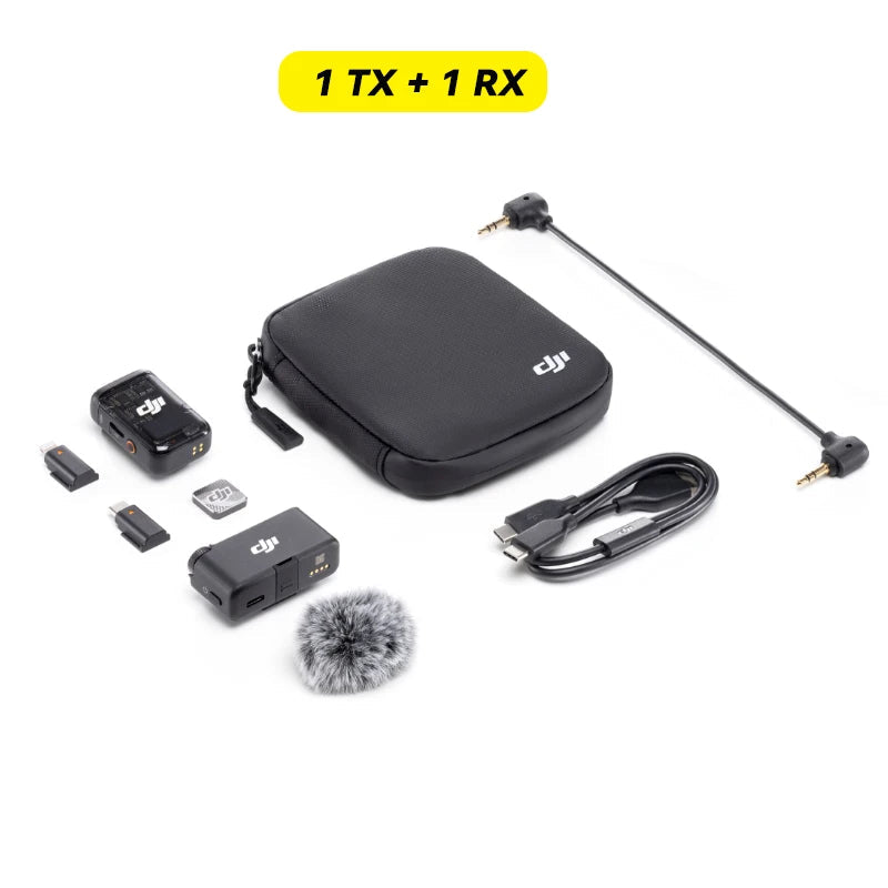 Micro DJI Mic 2 Microphone sans fil avec suppression intelligente du bruit, Flotteur 32 bits, Son optimisé statique interne, Portée 250m