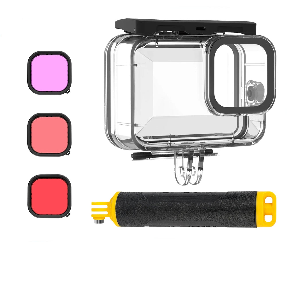 Caisson étanche TELESIN 60M en verre trempé sous-marin boîtier de plongée couvercle filtre d'objectif pour GoPro Hero 9 10 11 12 13