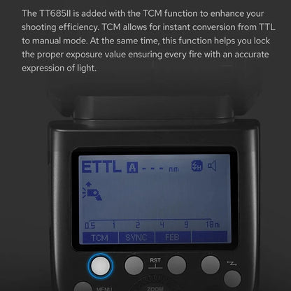Flash externe Godox TT685II TTL GN60 2.4G sans fil HSS 1/8000s 0.1-2.6s