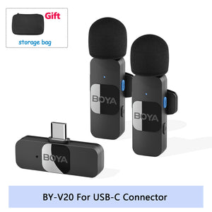 Mini Microphone Lavalier professionnel sans fil BOYA BY-V pour iPhone, iPad, Android, reflex, caméra, diffusion en direct, enregistrement de jeu, Interview, Vlog...