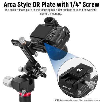 Rail de mise au point Macro 4 voies NEEWER, curseur avec plaque à dégagement rapide, pour appareil photo sans miroir Canon Nikon Fujifilm Sony...