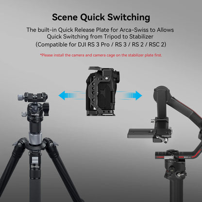 Cage SmallRig 4212 pour Canon EOS R8 avec plaque à dégagement rapide Arca Swiss pour trépied à cardan DJI avec trous filetés 1/4 "-20-