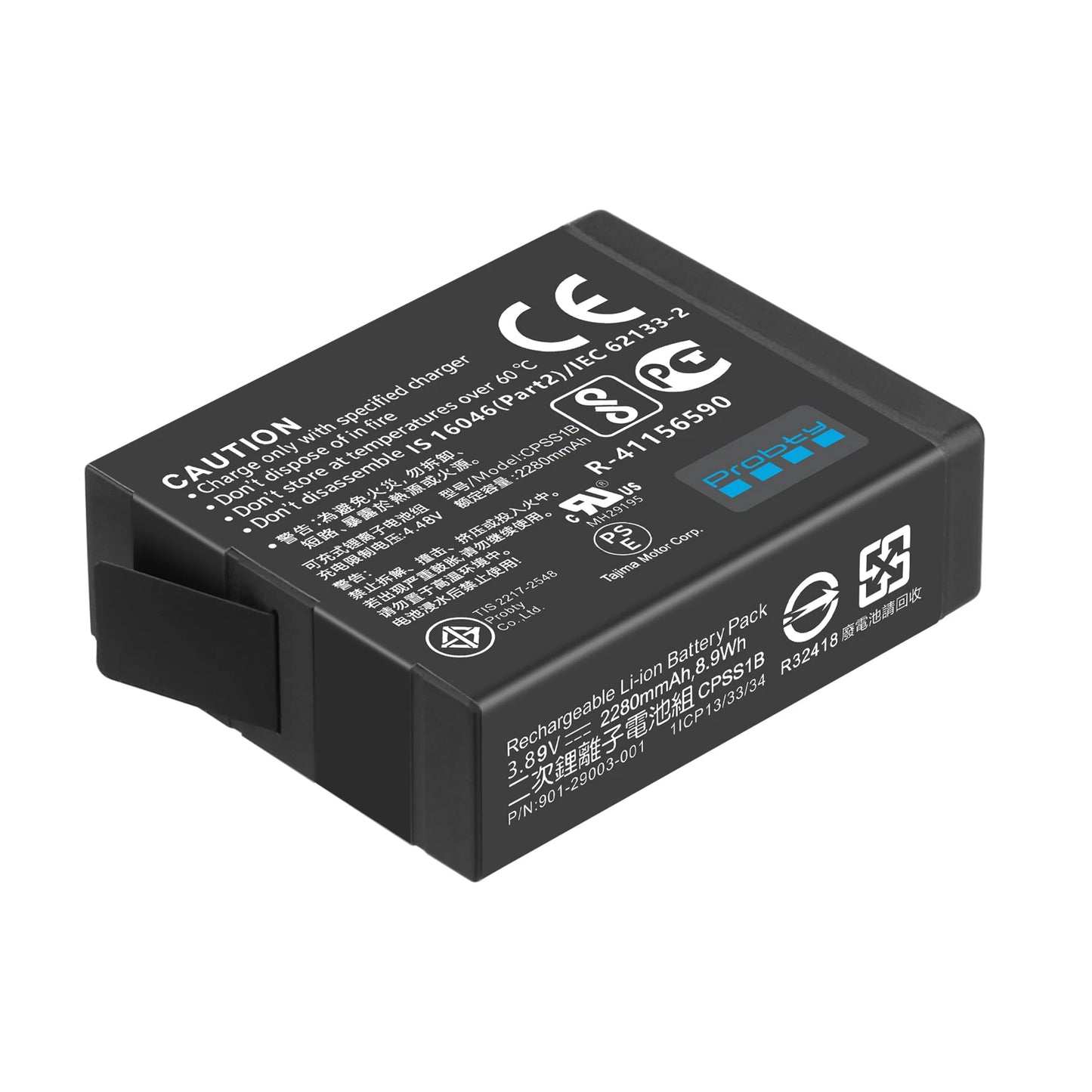 Batterie probty 2280 mAh pour batterie GoPro Hero 13 + chargeur 3 emplacements